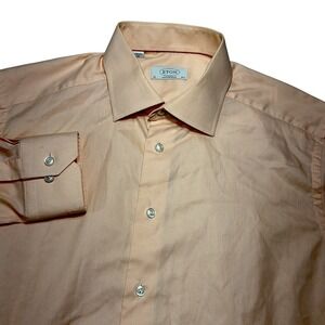Eton‎ Shirt Men 42 16.5 L Peach Twill Contemporary Dress Business Preppy Light